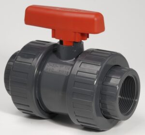 PVC Inch Double Union Industrial Ball Valve BSP Female Threaded Sockets - EPDM Seals