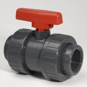 PVC Inch Double Union Industrial Ball Valve BSP Female Threaded Sockets - FKM Seals