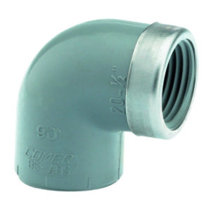 ABS Elbow 90 Plain/BSP Female Threaded  with Stainless Steel Reinforcing Ring
