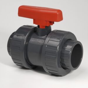 PVC Industrial Double Union Ball Valve Plain Sockets FKM Seals