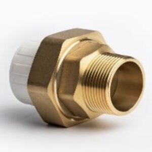 White Pool & Spa Fitting Plain to Brass BSP Adaptor Composite Union - Female to Male