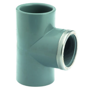 ABS Tee 90 Plain/BSP Female Threaded Branch with Stainless Steel Reinforcing Ring