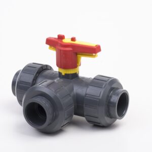 PVC 3 Way Ball Valve T Port Plain Sockets Inch EPDM Seals - Imperial